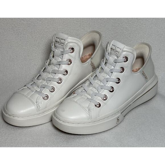 Skechers Snoop Dogg Sneaker Women 8.5 Pink White Leather Slip Ins Hands Free - Picture 3 of 10